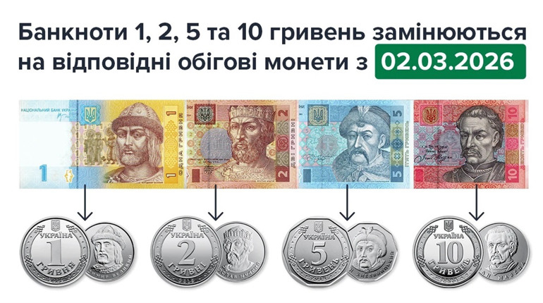 Дрібна гривня лишиться тільки дзвінкою монетою: Нацбанк виводить з обігу банкноти старого зразка