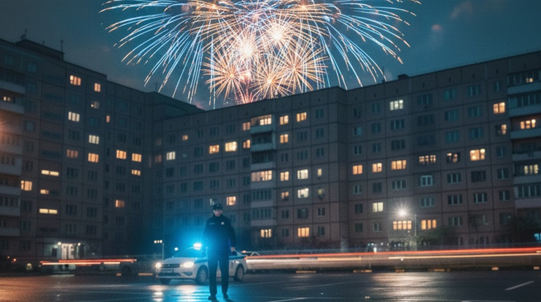 Феєрверк у одному із дворів Південноукраїнська: поліція шукає порушників