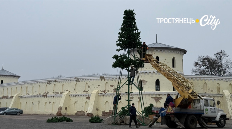 У Тростянці почали встановлювати новорічну ялинку (ФОТО)