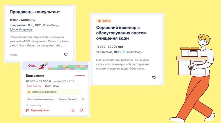 Нові вакансії у Жовтих Водах: зарплати від 8 до 40 тисяч гривень