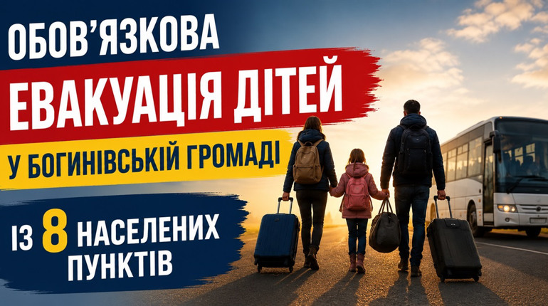 У восьми селах Богинівської громади оголосили обов’язкову евакуацію дітей із батьками