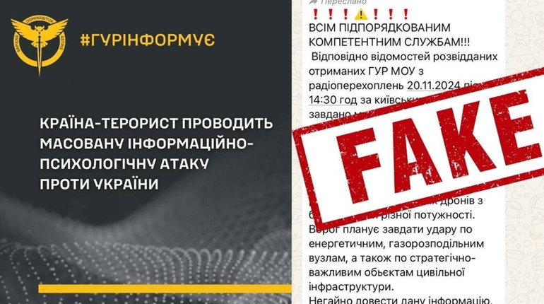ГУР спростовує інформацію про «розклад» обстрілів України 20 листопада