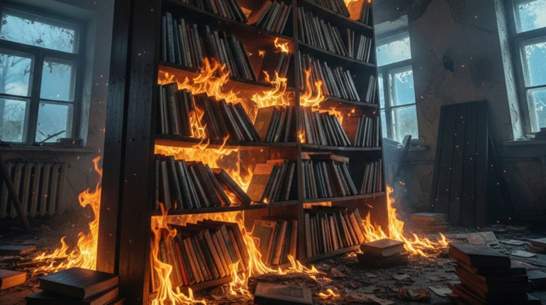 В Шосткинській громаді в результаті ворожого удару згоріла бібліотека, де зберігалось 6 000 книг