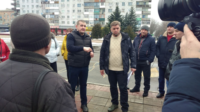 В Торецке митинговали горняки шахты имени Святой Матроны 