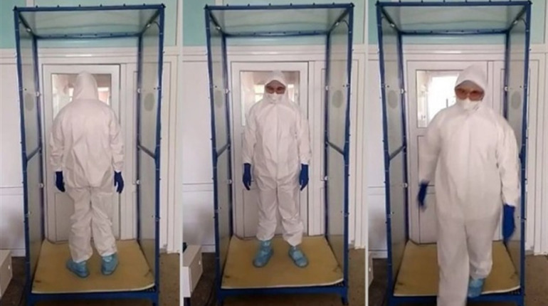 Ніжинська міська лікарня отримала від благодійників кабіну для обробки медичного персоналу