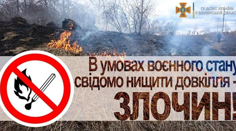 Не паліть суху траву: в умовах воєнного стану свідомом нищити довкілля – злочин