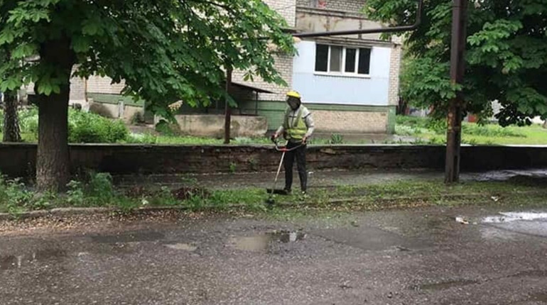 Косять траву та прибирають: у Красногорівці під обстрілами наводять лад у місті