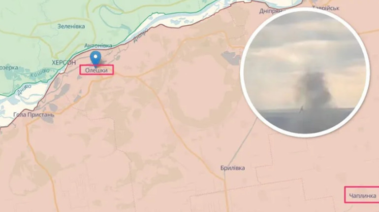 В Олешках палав склад БК росіян