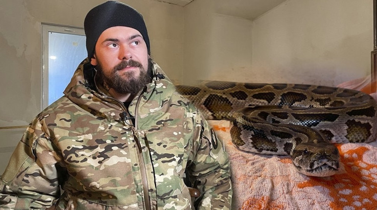 Петруша Куп’янський: військовий ЗСУ врятував з палаючого російського танку триметрового пітона