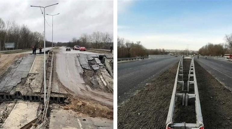 Біля Чернігова відбудували зруйнований бойовими діями міст через річку Замглай