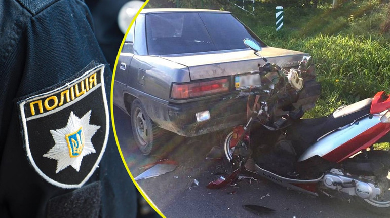 У Переяславі 12-річний хлопець на мопеді влетів у авто та отримав відкриті переломи й травми