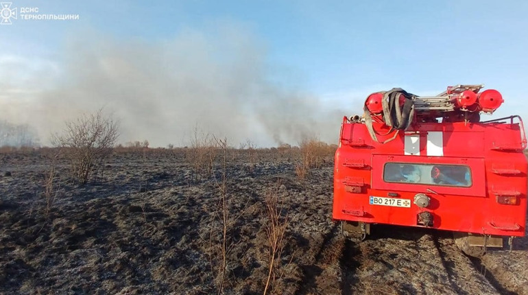 На Кременеччині протягом двох днів понад двадцять разів гасили займання сухої трави
