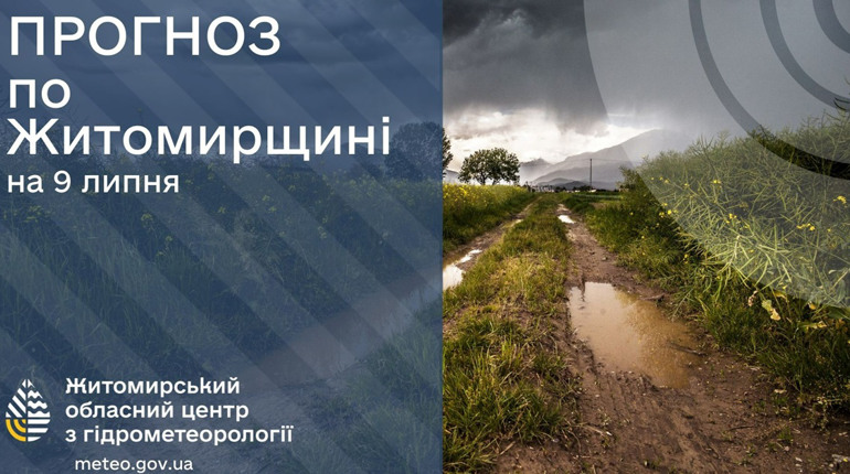 Прогноз погоди на 9 липня: грози, зливи та ймовірний град на Житомирщині