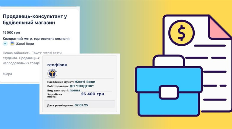 Вакансії тижня у Жовтих Водах: 47 нових пропозицій із зарплатами до 120 000 грн (3–10 липня)