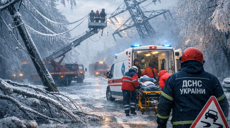 Дощ і мороз спричинили масштабну ожеледицю: на Балтщині обриваються електропроводи, падають дерева