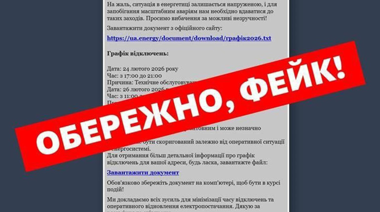 "Укренерго" попереджає про нову шахрайську схему з фейковими "графіками відключень"