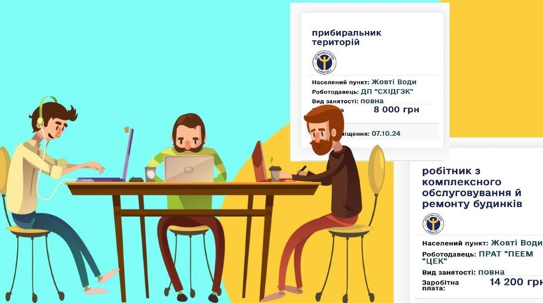 Робота в Жовтих Водах: нові вакансії від центру зайнятості та сайтів пошуку роботи