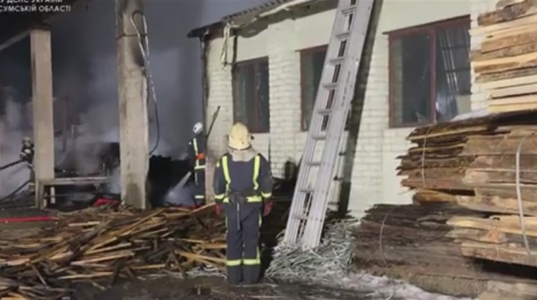 У Шостці біля ТЕЦ горіли пиломатеріали (відео)