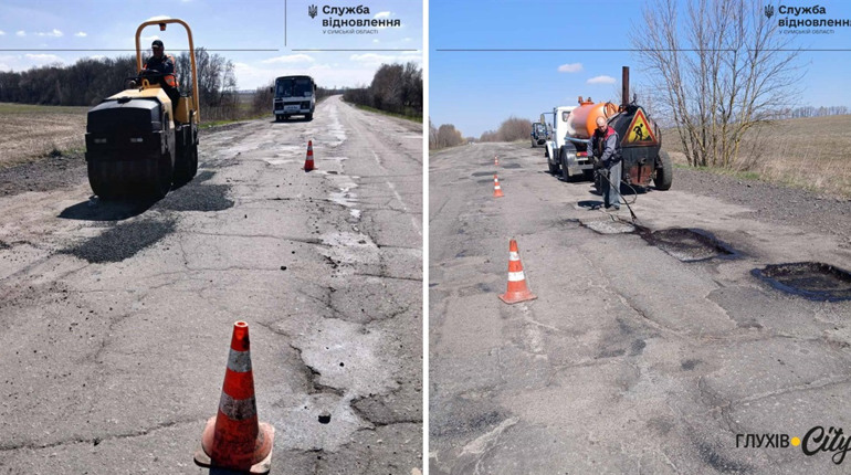 На дорозі Суми-Путивль-Глухів триває ямковий ремонт