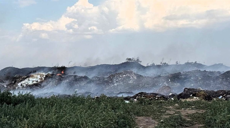 В Білгород-Дністровському районі палало сміттєзвалище: вогонь знищив ліс і поля