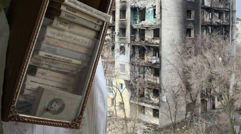 "Кобзар" Шевченка - на полиці. В соцмережі показали зруйнований будинок у Сєвєродонецьку