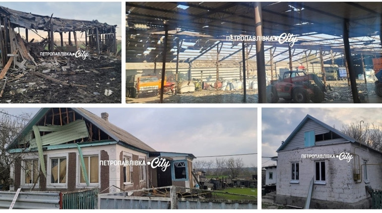 Ворог атакував Петропавлівську та Українську громади: пошкоджені будинки, ферма та інфраструктура