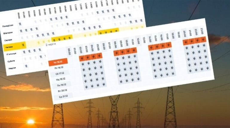 Графік відключення світла 5 грудня