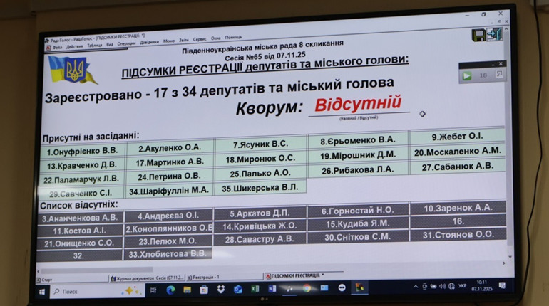 Третя спроба провести 65-ту сесію Південноукраїнської міської ради знову провалилася
