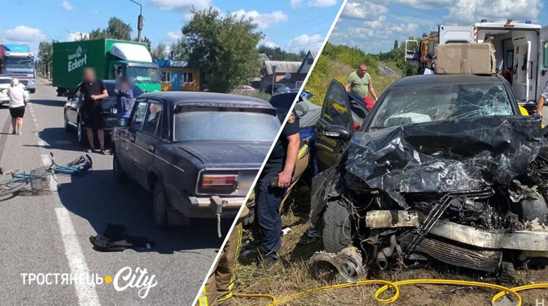Лобове зіткнення і наїзд маршрутки на велосипедиста: серйозні ДТП стались у Тростянці 8 та 9 серпня