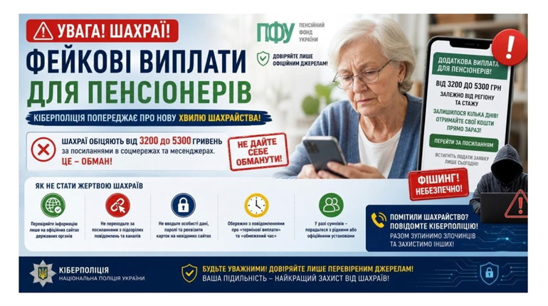 «Виплата лише сьогодні»: українців атакує нова шахрайська схема від імені Пенсійного фонду