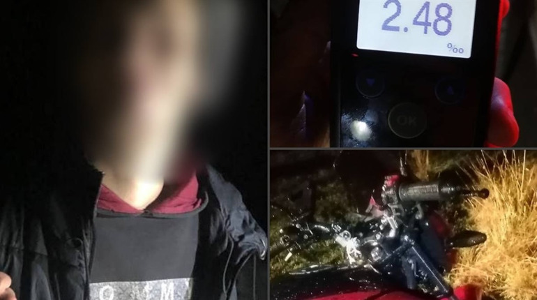 Повільно їхав і виляв: сарненські патрульні спіймали п’яного мотоцикліста