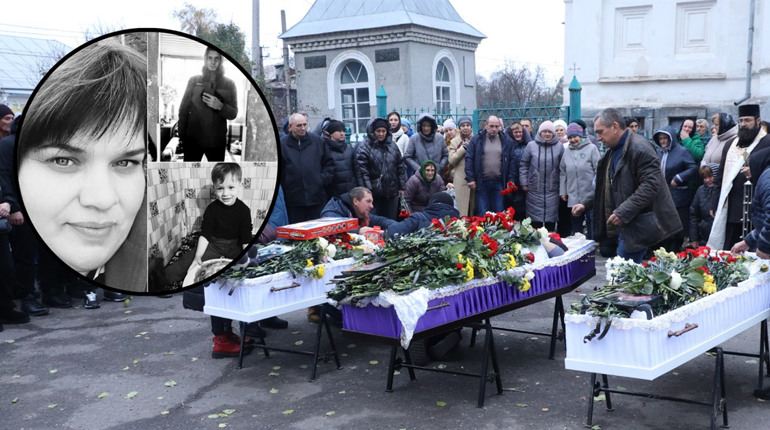 Потрійне горе: у Глухові поховали маму та синів, які загинули внаслідок атаки по гуртожитку