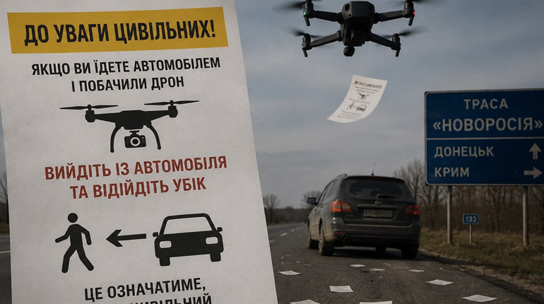 ЗСУ почали скидати попереджувальні листівки над трасою “Новоросія” для цивільних