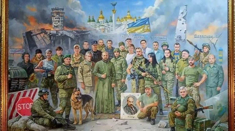 Уманчанин Андрій Кизило зображений на картині «Створення нації»