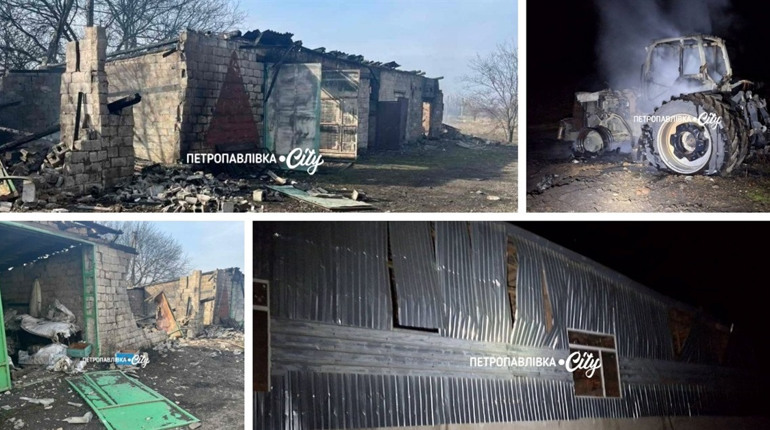 Ворог атакував аграрний сектор Петропавлівської громади: знищені фермерські будівлі, згоріла техніка