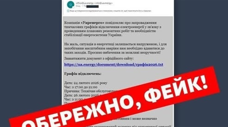 Шахраї розсилають віруси під виглядом «графіків відключень» від «Укренерго»