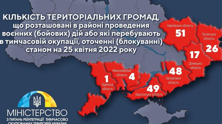 Затверджено перелік громад, що розташовані в районах проведення воєнних дій, або окупованих