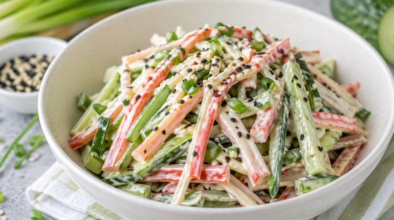 Рецепт дня: салат із крабовими паличками, огірком і соусом теріякі