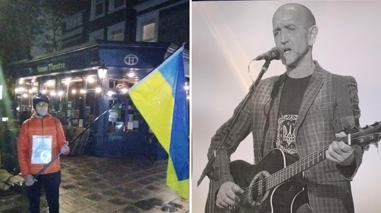 Глухівчанин вийшов на пікет у Лондоні з портретом загиблого Героя із Глухова Юрія Коваленка
