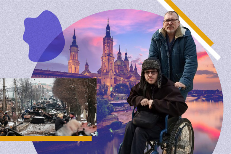 Підвал, колона, Сарагоса. Евакуація з Бучі хлопця з дитячим церебральним паралічем