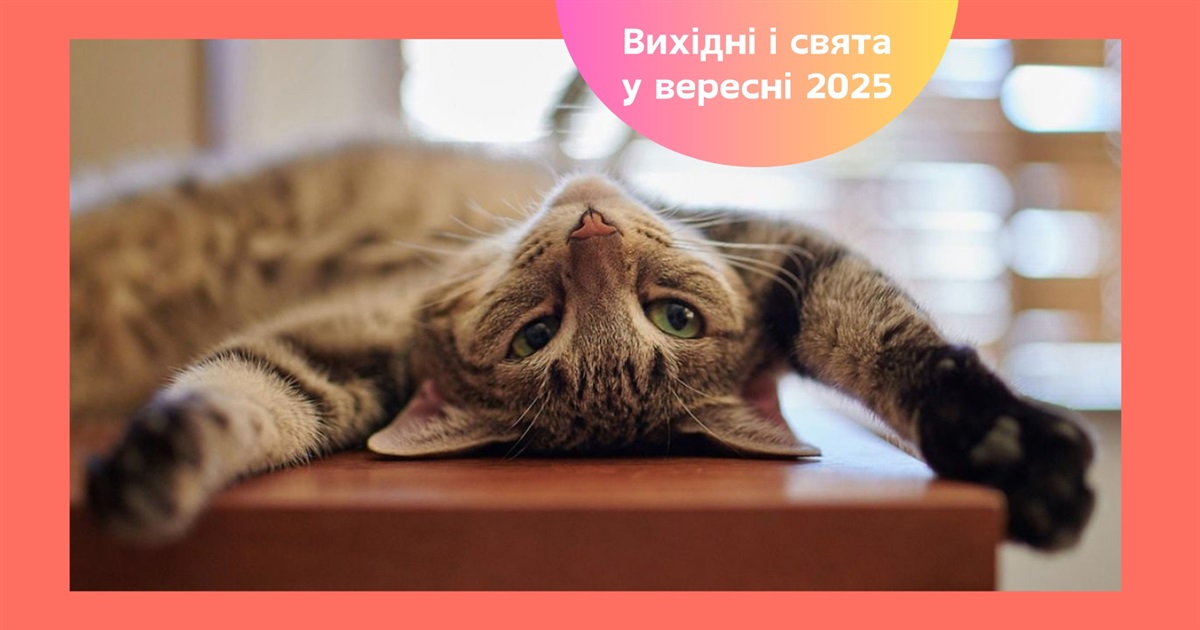 Скільки вихідних у вересні 2025. Державні та професійні свята