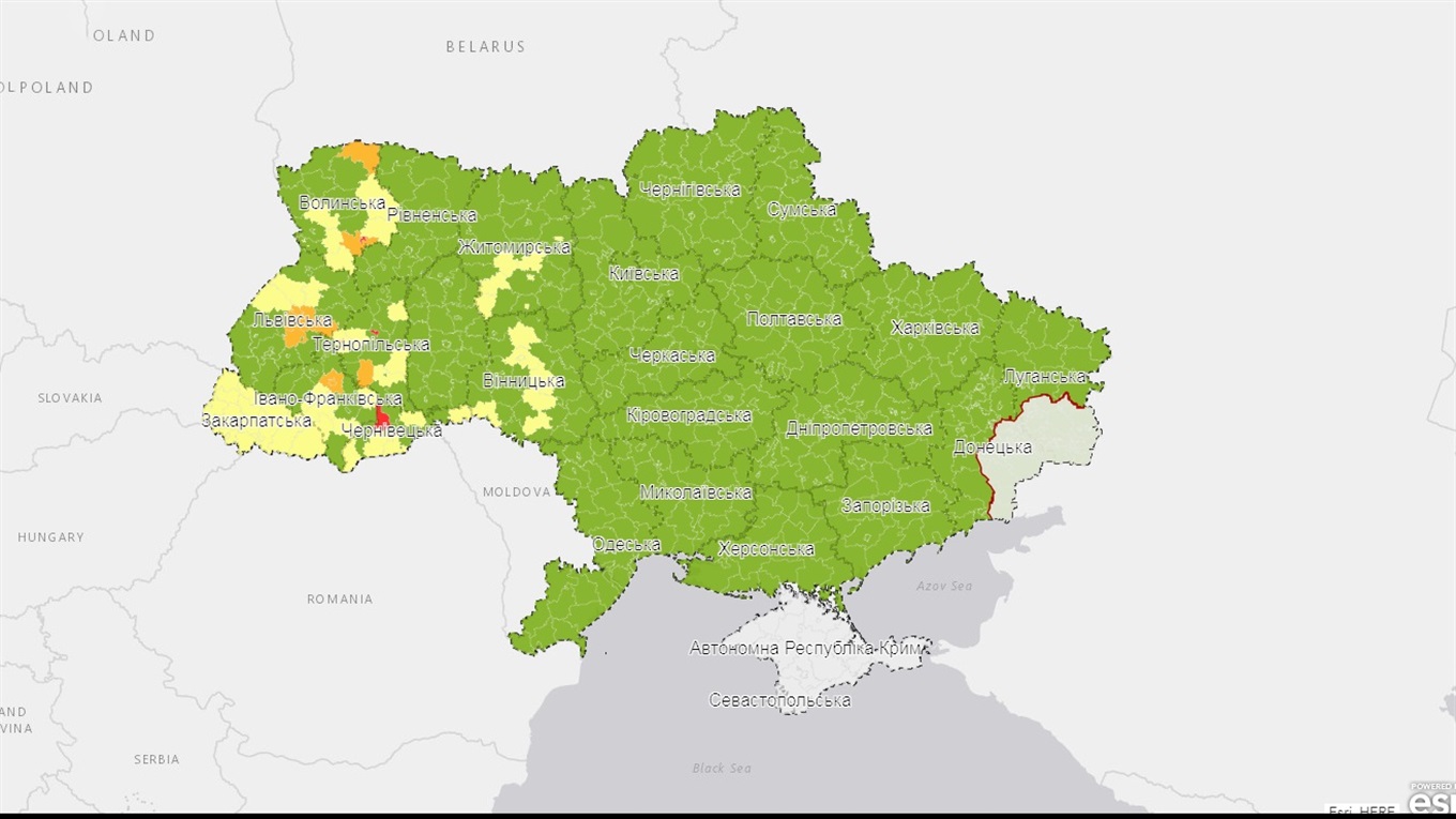Кагарлицький район та Ржищівська ОТГ увійшли до "зеленої" карантинної зони