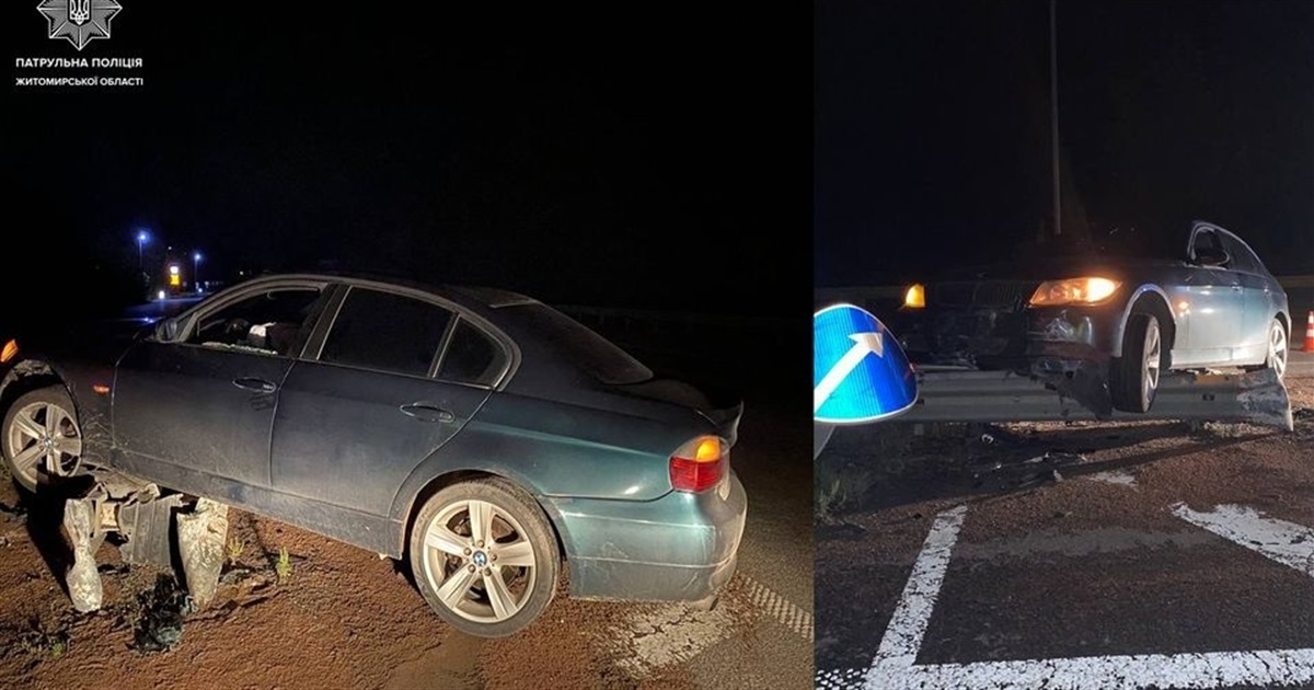 На трасі "Київ-Чоп" на Житомирщині керманич BMW з ознаками сп'яніння вчинив ДТП