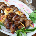Шашлик з курячих сердечок з грибами