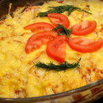 Мясо по французски с сыром и помидорами в духовке