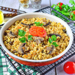 Булгур з овочами та грибами