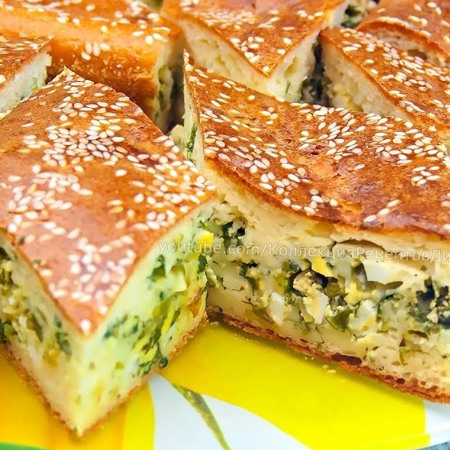 Заливний пиріг із зеленню