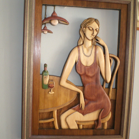 «Бокал «Бордо» (інтарсія – випалювання по дереву).  Анатолій Обелець