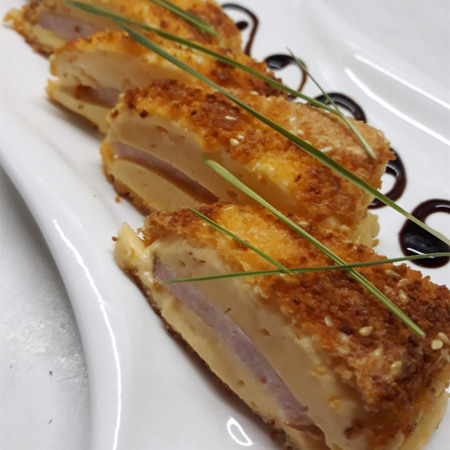 Сир, смажений з шинкою