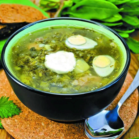 Класичний зелений борщ зі щавлем і м’ясом